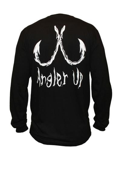 Angler Up: Men's Long Sleeve Tee, Black/White