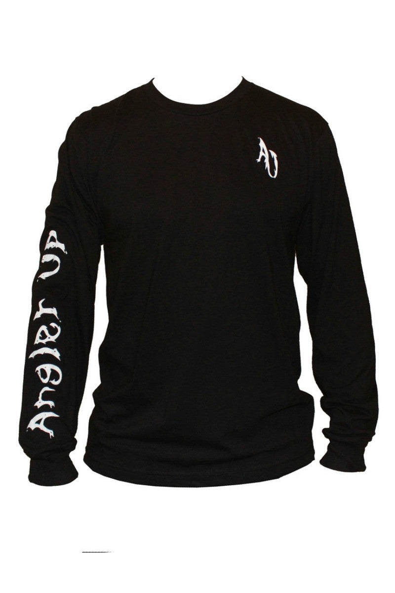Angler Up: Men's Long Sleeve Tee, Black/White