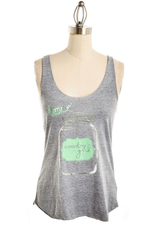 Judith March: Home Grown Country Girl Tank, Gray