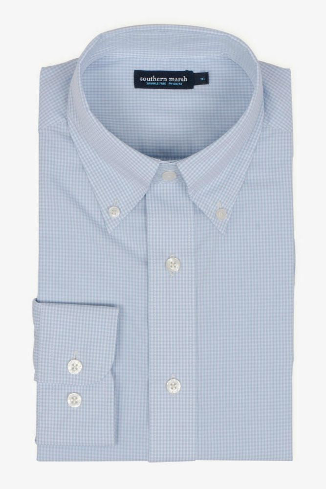 Southern Marsh: Gadwall Gingham Dress Shirt, Sky Blue