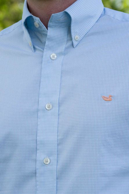 Southern Marsh: Gadwall Gingham Dress Shirt, Sky Blue