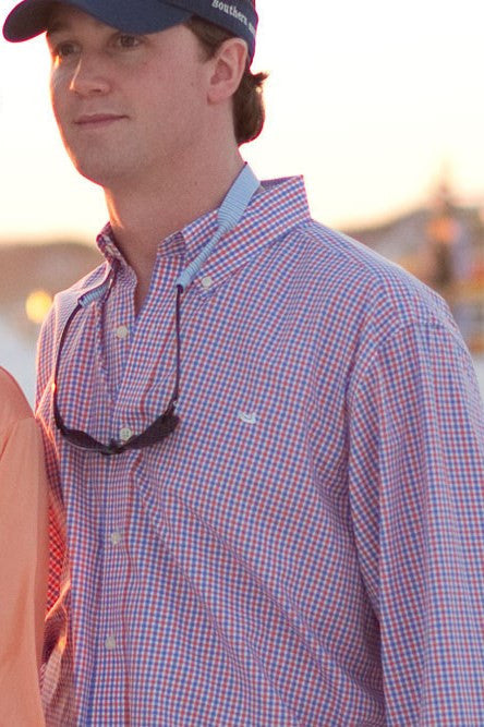 Southern Marsh: Hookbill Gingham, Orange/Purple