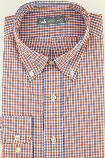 Southern Marsh: Hookbill Gingham, Orange/Purple