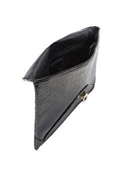French Connection: Snake Chain Envelope Clutch, Black