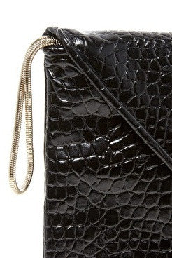 French Connection: Snake Chain Envelope Clutch, Black