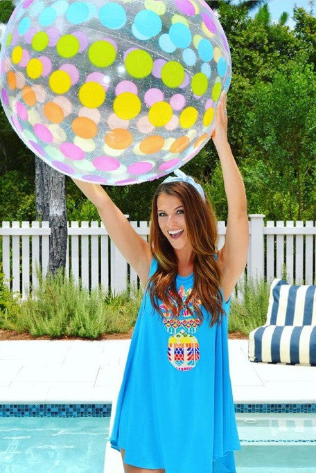 Judith March: Pineapple Appliqué Dress, Blue