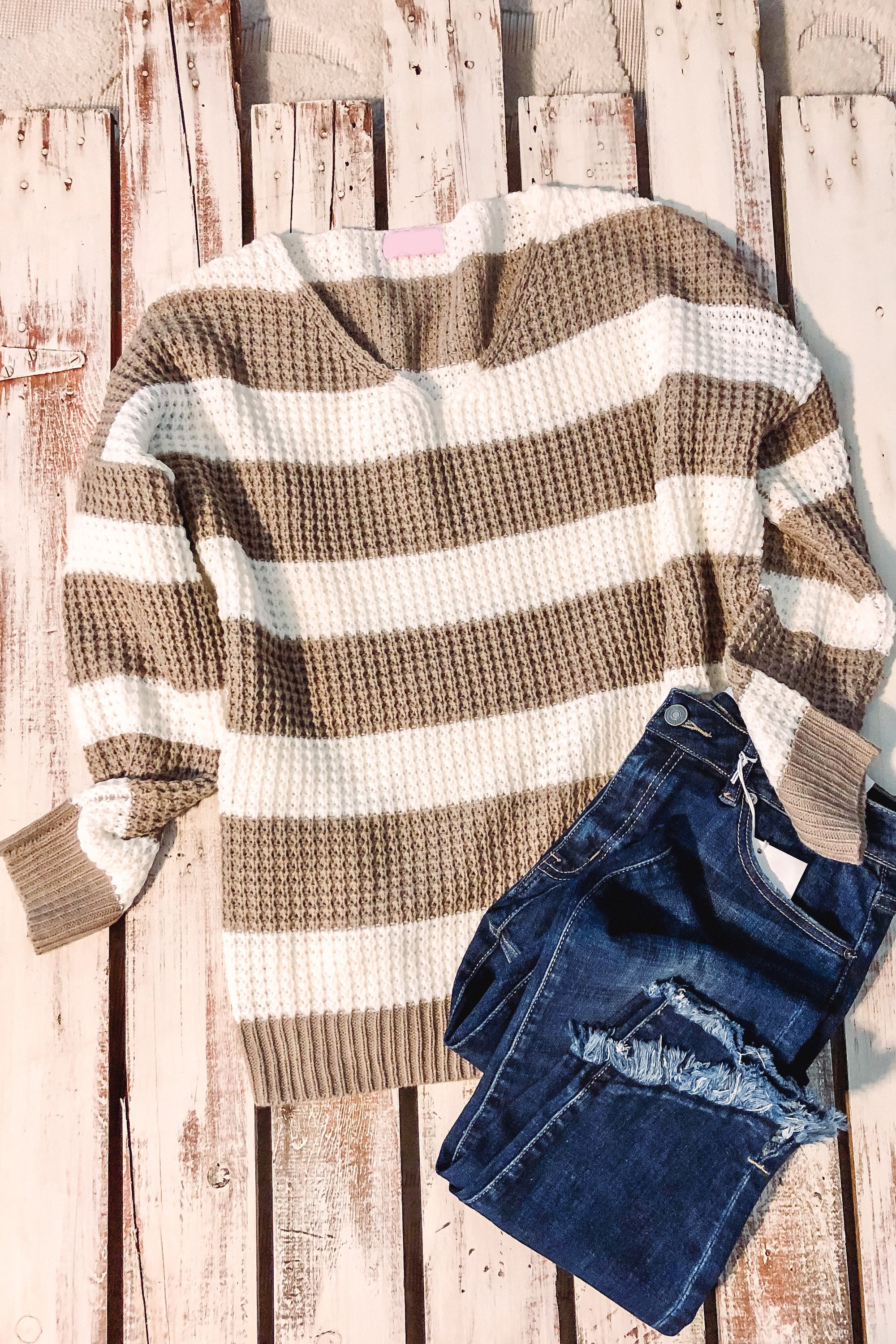 Classic Striped Sweater, Taupe